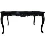 Casa Padrino Barock Esstisch mit Glasplatte Schwarz 160 cm - Barock Esszimmer Möbel - Schwarz