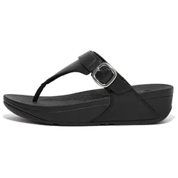 Dianette FITFLOP "LULU", Damen, Gr. 41, schwarz, Rindsleder, unifarben, klassisch, Schuhe, Sandale, Keilsandale mit weichem Zehensteg