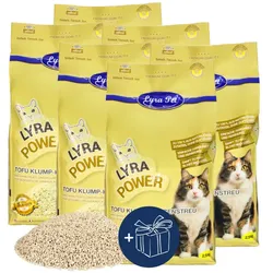 15 kg Lyra Pet® Tofu Katzenstreu klumpend + Geschenk