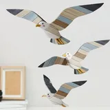 Gabrielle 3-teiliges Strand-wanddeko-set, Möwen-deko, Wandkunst, Aus Holz, Thematische Wandkunst für Wohnzimmer, Schlafzimmer, Badezimmer,