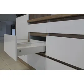 Respekta Küchenzeile Premium Grifflos 330 cm weiß hochglanz / eiche sonoma sägerau