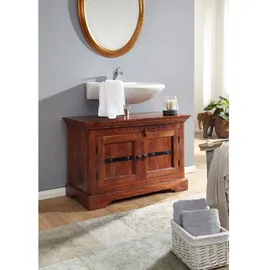 Massivmoebel24 Waschbeckenunterschrank Akazie 88x43x60 nougat lackiert Oxford 1005