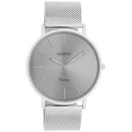 Oozoo Armbanduhr silber Edelstahl Milanaise Metallband 44 MM Silbergrau/Silberfarben C9936