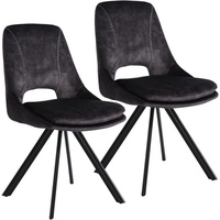 interGo Esszimmerstuhl Esszimmerstühle Küchenstuhl Polsterstuhl Wohnzimmerstuhl Sessel Lounge (Set, 2 St), gepolsterte Sitzfläche schwarz