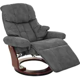 Robas Lund MCA Relaxsessel Calgary 2, Fernsehsessel Sessel, Stoff/Textil 150kg belastbar ~ dunkelgrau, Walnuss-Optik