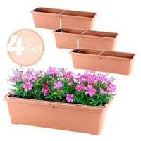 GarPet 4x Blumenkasten mit Wasserspeicher Blumenkasten Fensterbank Pflanzkasten Outdoor