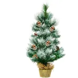 lifezeal 60cm Mini-Weihnachtsbaum Künstlich, schneebedeckter Christbaum Tisch, mit Zementbasis, Mini Kunstbaum Weihnachten Deko Baum PVC Nadeln, Christmas Tree Kunsttanne grün für die Tischplatte, inkl. Zementständer