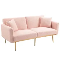 GLP 3-Sitzer Schlafsofa Couch mit Verstellbarer Rückenlehne 120°/180°, 1 Teile, Bettsofa aus Samt mit Schlaffunktion für Wohnzimmer Schlafzimmer rosa