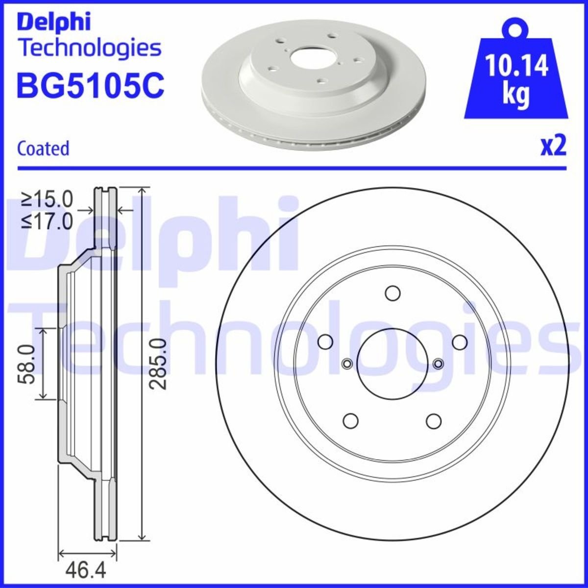 Bremsscheibe DELPHI BG5105C