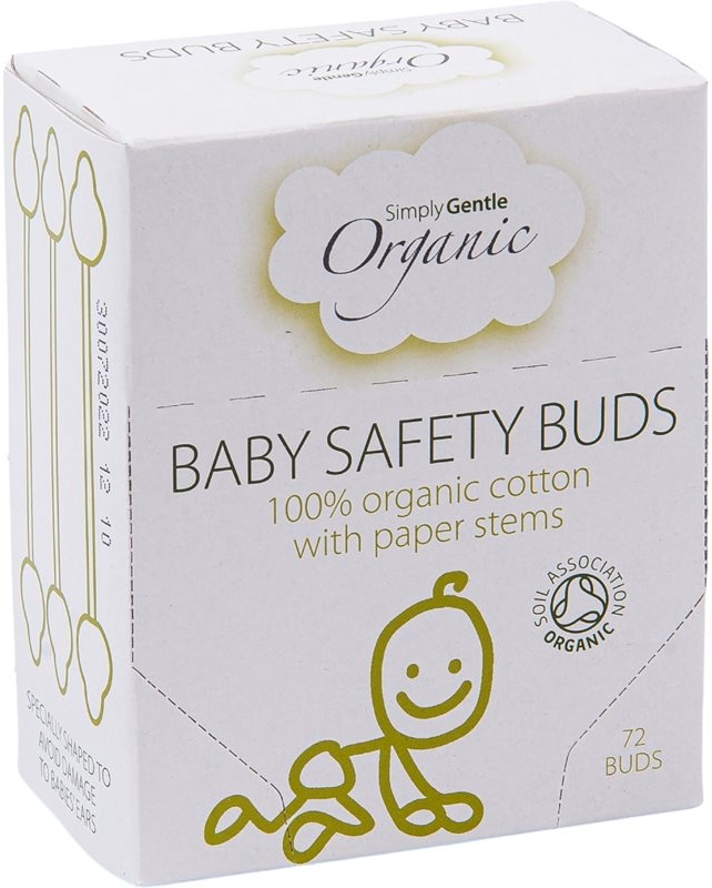 Simply Gentle Organic Baby Safety Buds Wattestäbchen für Babys und Kinder 72 St.