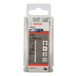 Metallbohrer HSS-G, DIN 338, 4,5 x 47 x 80 mm, 10er-Pack