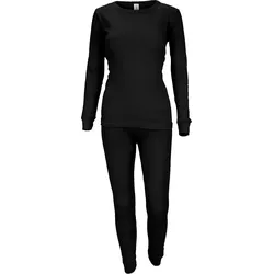 Thermounterwäsche Damen Set | Unterhemd + Unterhose | Innenfleece | Schwarz M