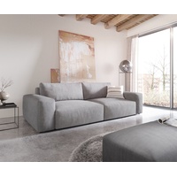 DeLife Big-Sofa Lanzo XL 270x130 cm Mikrofaser Grau mit Hocker