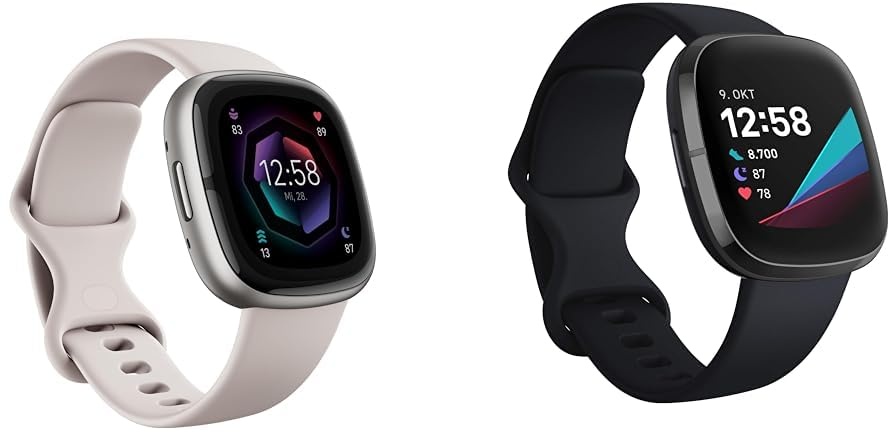 Fitbit Sense 2 by Google – Smartwatch Damen/Herren & Sense Advanced Smartwatch with Tools for Heart Health, Stress Management & Skin Temperature Trends, Carbon/Graphite Stainless Steel