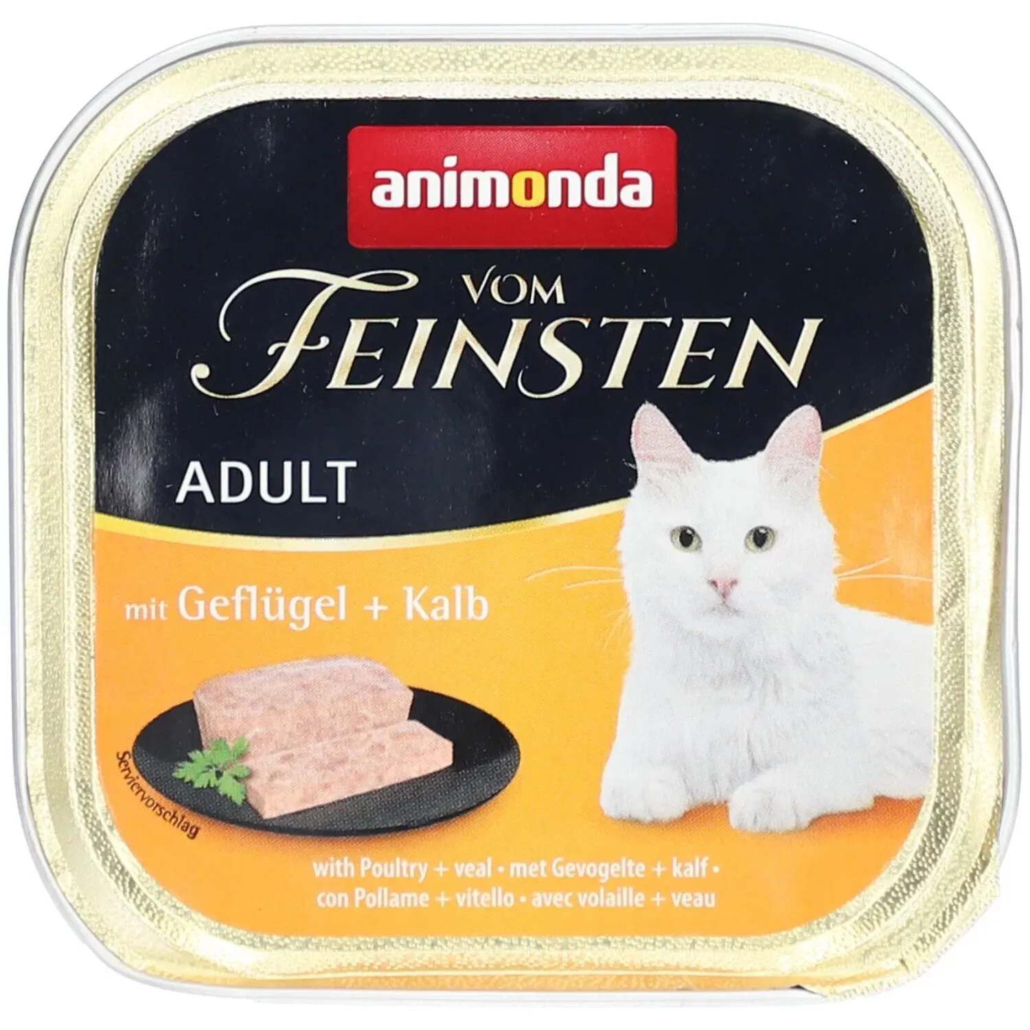 Animonda Vom Feinsten Nassfutter für ausgewachsene Katzen auf Geflügel- und Kalbsbasis