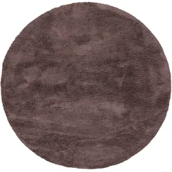 Teppich CARPETFINE "Silky", braun, H:20mm Ø:80cm, Mikropolyester, Teppiche, Shaggy, Langflor, uni, besonders weich, handarbeit