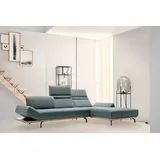 creation by rolf benz Ecksofa »CR.420, Designecksofa, L-Form« in 2 Qualitäten, Holzrahmen in Eiche Natur oder Nußbaum, Breite 313 cm, blau