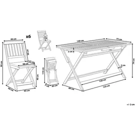 Beliani Gartenmöbel Set Akazienholz 6 Personen inkl. Auflagen Terrasse Outdoor Rustikal Landhaus