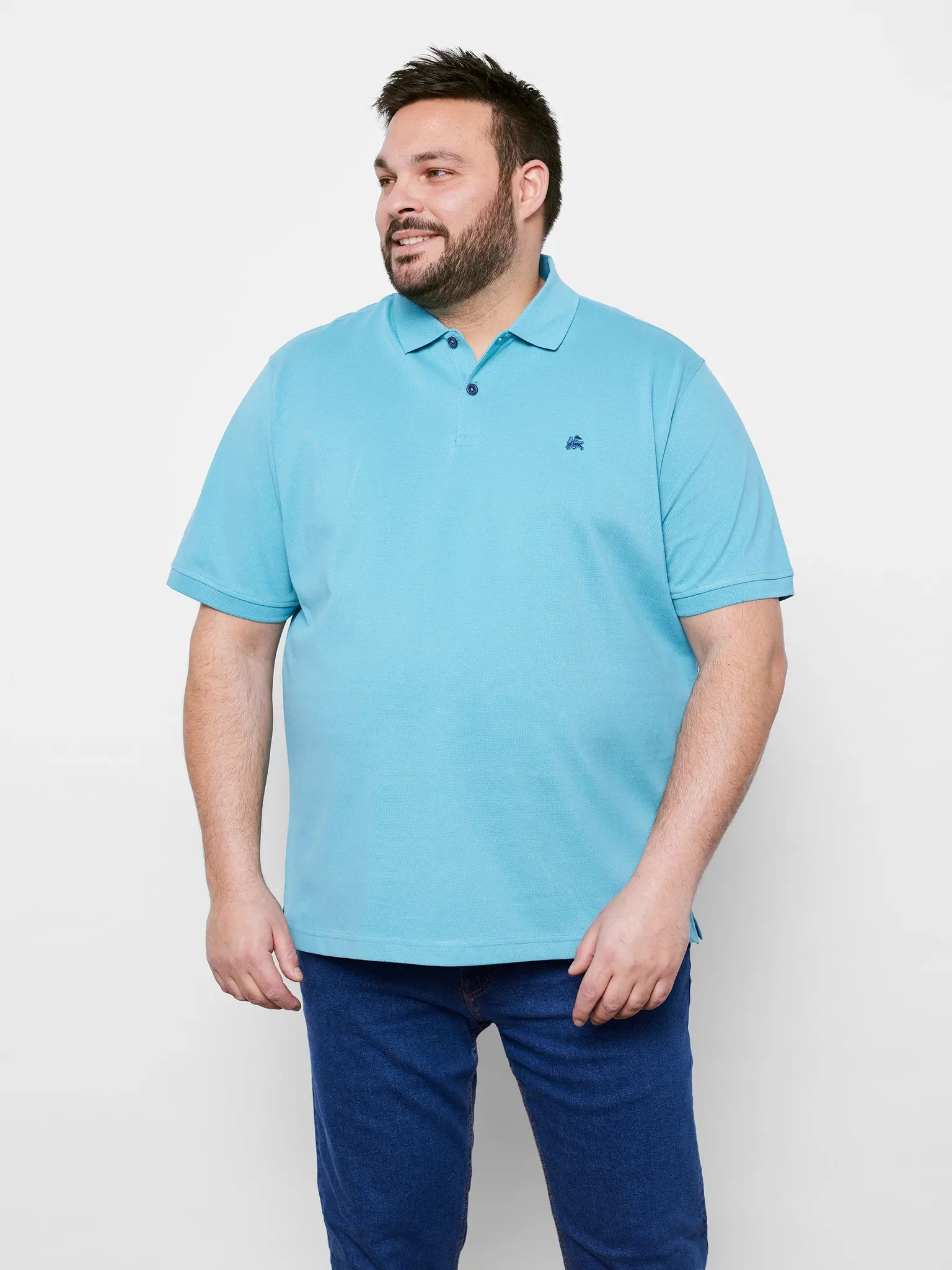Piqué-Poloshirt, unifarben - Light Turquoise - 5XL