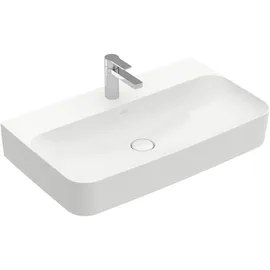 Villeroy & Boch Finion Waschtisch verdeckter Überlauf, 1 Hahnloch, mit ViFlow 800 x 470 x 165 mm, mit verdecktem Weiß Alpin CeramicPlus