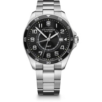 VICTORINOX Herren-Uhr FieldForce Classic GMT, Herren-Armbanduhr, analog, Quarz, Gehäuse-Ø 42 mm, Armband 21 mm, 136 g, Schwarz/Silber