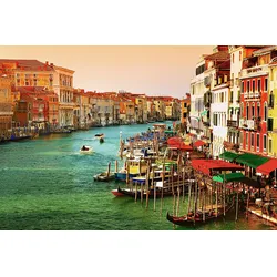 Fototapete PAPERMOON "VENEDIG-INSEL ALT STADT RETRO VINTAGE MEER STRAND KANAL", bunt, B:5,00m L:2,80m, Vlies, Tapeten
