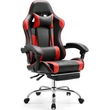 sweetcrispy - Ergonomischer Gaming Stuhl mit Fußstütze Atmungsaktiver pc mit verstellbare Lendenkissen Kopfkissen und Armlehnen 150 kg Belastbarkeit