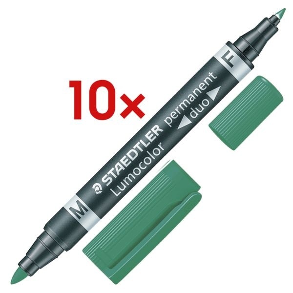 10x Permanent-Marker »Lumocolor permanent duo« grün, Staedtler