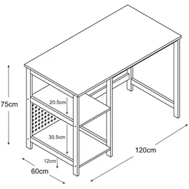 [en.casa] Schreibtisch Dønna 120x60x75cm Schwarz/Holzfarben