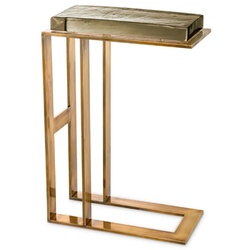 Casa Padrino Luxus Beistelltisch Vintage Messing 45 x 23 x H. 66 cm - Rechteckiger Edelstahl Tisch mit Glasplatte - Luxus Möbel - Wohnzimmer Möbel - Luxus Einrichtung - Wohnzimmer Einrichtung