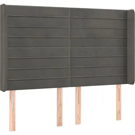 vidaXL Boxspringbett mit Matratze & LED Dunkelgrau 140x200 cm Samt