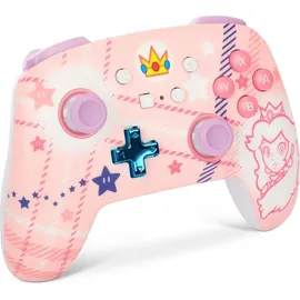PowerA Enhanced Wireless Controller Princess Peach Plaid Rosa Nintendo Switch