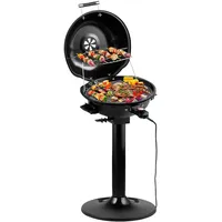 CUSIMAX Elektrogrill Standgrill mit Deckel und Standfuß, Regulierbare Temperatur und Fettauffangschale, 1600W Elektrischer Barbecue-Grill für Außennutzung, Balkon & Garten, Leichte Reinigung