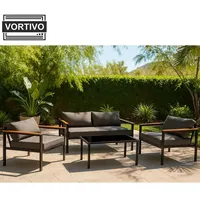vortivo Gartenlounge Set 4-tlg. Schwarz