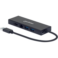 Manhattan USB-A Dock/Hub - Ports (x5): Ethernet, HDMI, USB-A