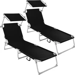 TECTAKE 2 Gartenliegen 4-stufig  2schwarz
