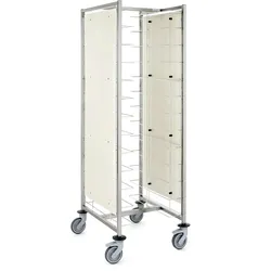 Tournus Tablettabräumwagen / Cafeteria Abräumwagen mit 12 Einschüben (längs) für Tabletts Breite 400 - 480 mm. Mit Seitenverkleidung.
