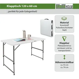 Trutzholm Campingtisch Set Klapptisch 120x60 cm Weiß