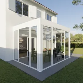 wismar nfi Wintergarten (L x T: 404 x 303,3 cm, mit Glasschiebetüren Weiß)