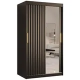 abiks möbel Schwebetürenschrank RIFLO WAVE 100 x 200 x 62 cm Schwarz