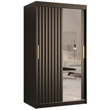 abiks möbel Schwebetürenschrank RIFLO WAVE 100 x 200 x 62 cm Schwarz