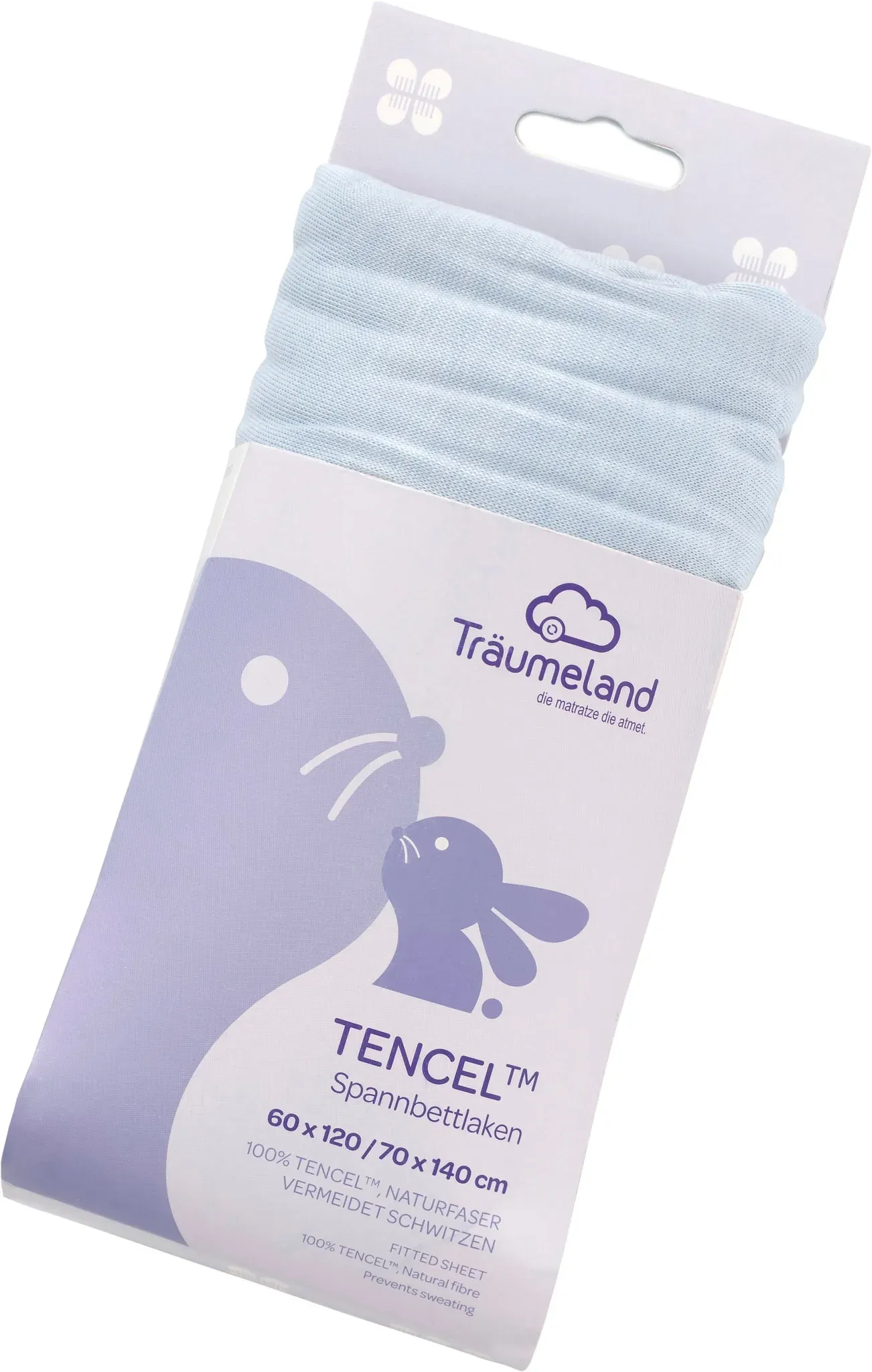 Bettlaken TRÄUMELAND "hochwertiges Spannbetttuch aus Tencel", blau (hellblau), B:70cm L:140cm, Tencel, Obermaterial: 100% Lyocell (TENCEL), Laken, Tencel sorgt für ein besonders trockenes, gesundes Schlafklima