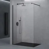 doporro Luxus Duschwand für Dusche Duschabtrennung 50x200cm Schwarz Walk-In Dusche 8mm ESG-Sicherheitsglas Klarglas inkl. Nanobeschichtung Bremen01K