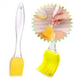 Backpinsel aus Silikon, zum Backen, Grillen, Backen, Ölpinsel, transparenter Griff, Gelb