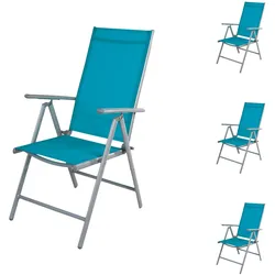4er Set Garten Klappstuhl Aluminium - Textilen Silbergrau/Petrol