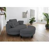 Atlantic Home Collection Loveseat "Ravi, B: 114 cm", grau (anthrazit), B:114cm T:154cm, 100% PES, ATLANTIC HOME COLLECTION, Sessel, XXL- Sessel, mit Stauraumhocker, Rückenstütze & 4 Zierkissen, Topseller