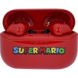 OTL Technologies Super Mario Kopfhörer, kabellos, Bluetooth V5.3, mit Ladebox, Rot