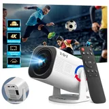 XGODY XGODY Tragbarer Projektor Mini-Beamer (260 lm, 1500:1, 3840 x 2160 px, Mini Projektor mit Android 14/WiFi 6/BT 5.4/ 180-Grad- Winkel) weiß