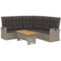 VidaXL 2-tlg. Garten-Lounge-Set mit Kissen Grau Poly Rattan