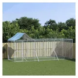 vidaXL Outdoor-Hundezwinger mit Dach Silber 6x2x2,5 m Verzinkter Stahl